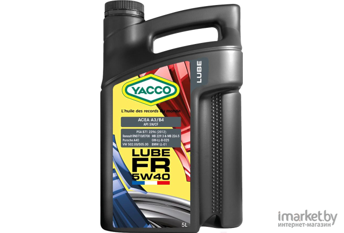 Моторное масло Yacco Lube FR 5W40 5л