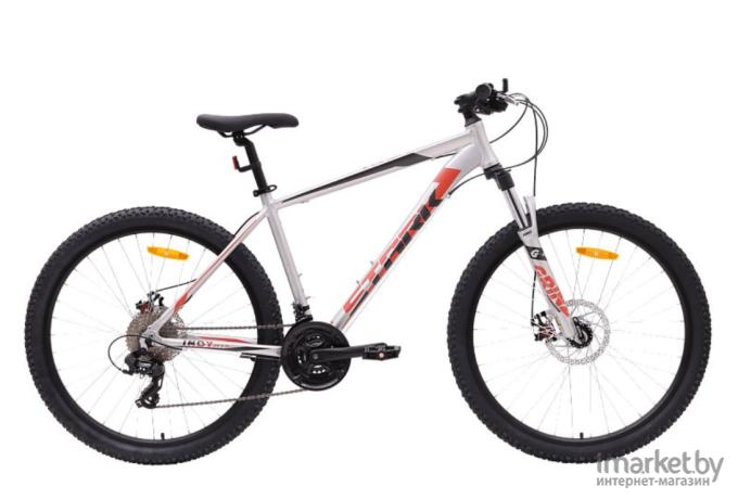 Велосипед Stark Indy 27.2 D (2024) 18 (серебристый металлик/черный металлик, красный)
