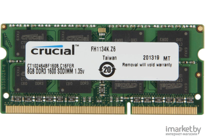 Оперативная память Crucial 8GB DDR3 SO-DIMM PC3-12800 (CT102464BF160B)