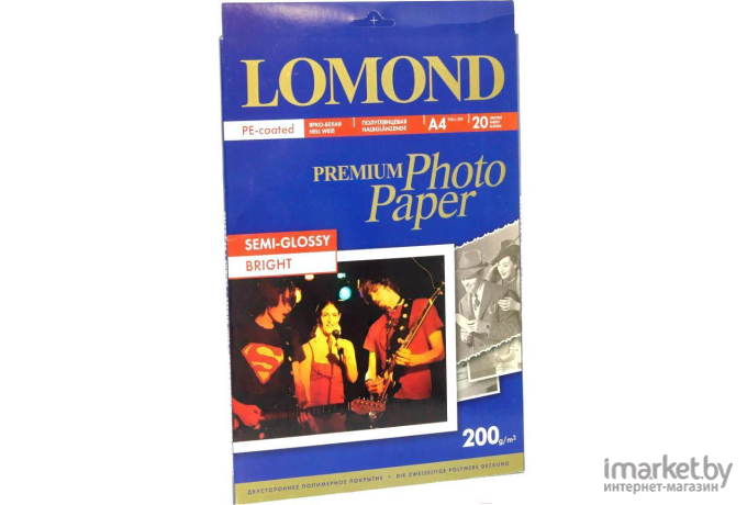 Фотобумага Lomond Полуглянцевая ярко-белая A4 200 г/м2 20 листов [0102149]