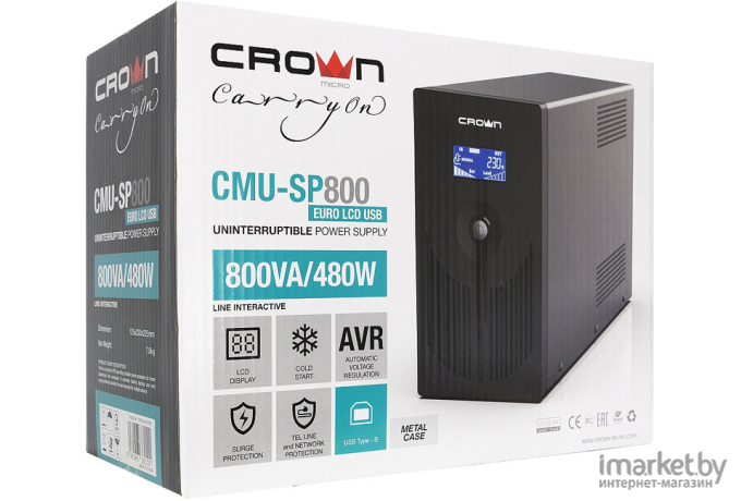Источник бесперебойного питания CrownMicro CMU-SP800 Euro