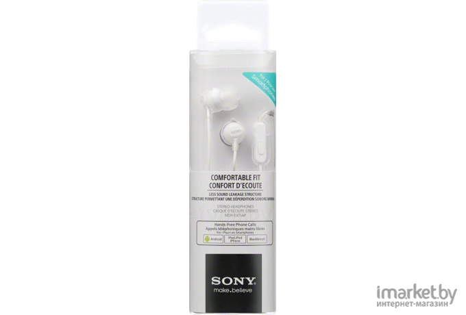 Наушники с микрофоном Sony MDR-EX15AP (белый)